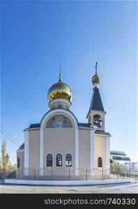 Koblevo, Ukraine - 10.11. 2019. Small Orthodox church at the Black Sea resort in the village of Koblevo, Ukraine. Orthodox church in Koblevo village, Ukraine