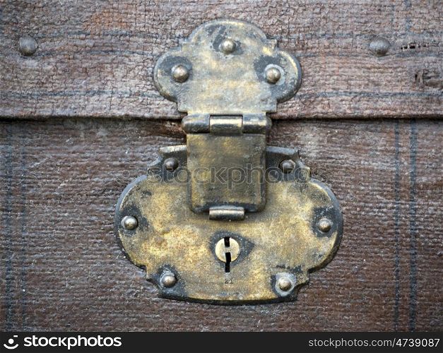 Kofferschloss. part of an old suitcase on a station