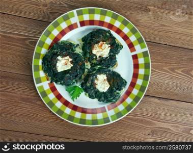Kofte with spinach and feta cheese. Turkish cuisine Ispanak Koftesi