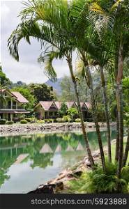 KOH CHANG, THAILAND - 31 MART, 2015: Klong Prao Resort. Cottages on the Bay in a tropical garden