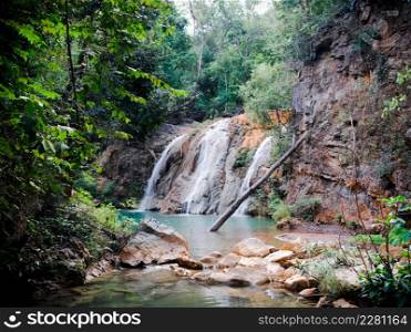 Koh Luang Waterfall. Beautiful waterwall in Mae Ping national park Lamphun province, ThaiLand.