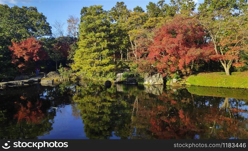 Koko-en Garden at Himeji of Japan. Koko-en is a Japanese garden located next to Himeji Castle