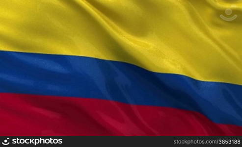Kolumbien Nationalflagge im Wind. Endlosschleife.
