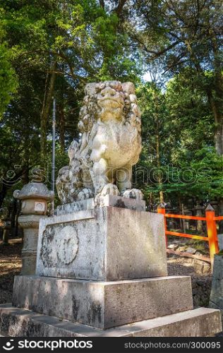 Komainu lion dog statue, Nara park, Japan. Komainu lion dog statue, Nara, Japan
