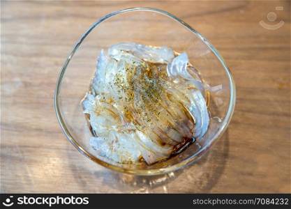Konjac jelly, pudding with seaweed, japanese dessert