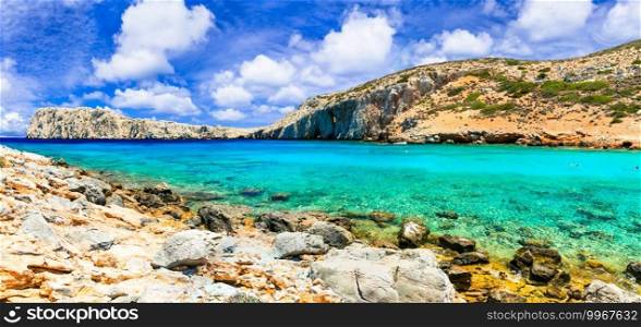 Konoupa beach with turquoise sea. Astipalea island, Greece
