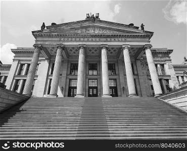 Konzerthaus Berlin in Berlin in black and white. Konzerthaus Berlin concert hall on the Gendarmenmarkt square in central Mitte district in Berlin, Germany in black and white
