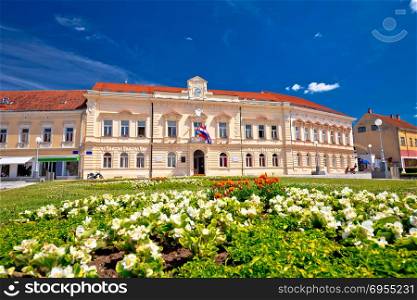 Koprivnica main square architecture view, county hall of Podravina region of Croatia