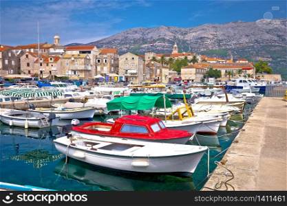 Korcula. Historic town of Korcula island waterfront view, archipelago of southern Dalmatia, Croatia