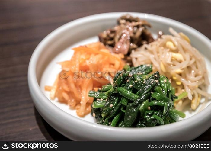 Korean preserved various vegetable for yakiniku meal