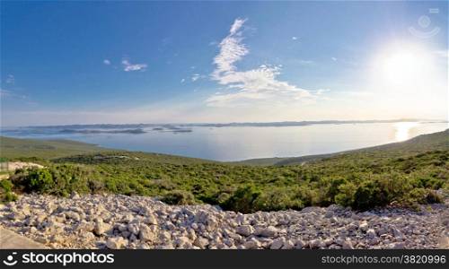Kornati islands archipelago panoramic view from Pasman peak, Croatia