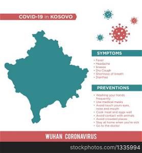 Kosovo Europe Country Map. Covid-29, Corona Virus Map Infographic Vector Template EPS 10.