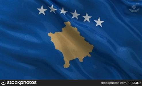 Kosovo Flagge im Wind. Endlosschleife