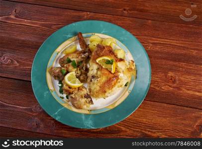 Kotopoulo Lemonato.Greek Lemon Chicken with Crispy Potatoes