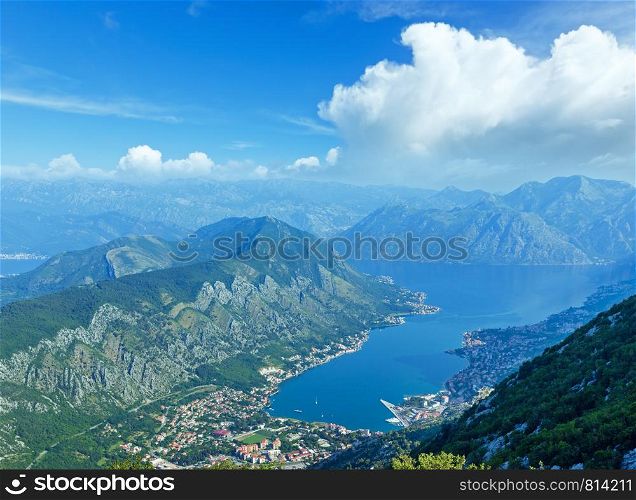 Kotor town summer morning view from up (Boka Kotorska Bay, Montenegro)