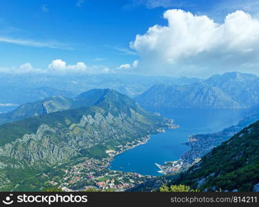 Kotor town summer morning view from up (Boka Kotorska Bay, Montenegro)