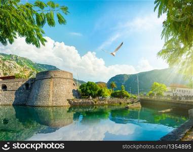 Kotor Venetian fortifications, Kampana Tower Old Town, Montenegro. Kampana Tower in Kotor