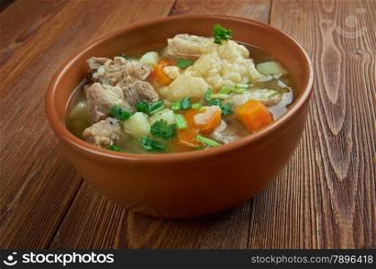 Kottsoppa med klimp - meat and vegetable soup eaten in Sweden.