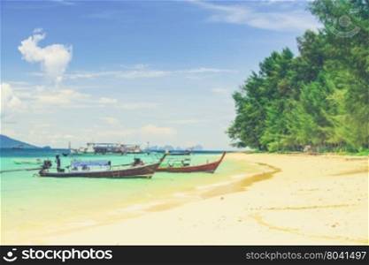 Kradan Island, an island in the Andaman Sea, Thailand (Vintage filter effect used)