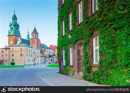 Krakow, Poland - August 11, 2017: Krakow architecture Wawel Cast. Wawel Castle is located on a hill at an altitude of 228 meters on the bank of the Vistula River in Krakow. From the 11th to the beginning of the 17th century, the Wawel Castle was the residence of Polish kings and was the center of the country&rsquo;s spiritual and political power.