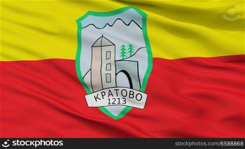 Kratovo Municipality City Flag, Country Macedonia, Closeup View. Kratovo Municipality City Flag, Macedonia, Closeup View