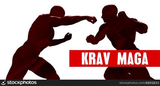 Krav maga Class with Silhouette of Two Men Fighting. Krav maga