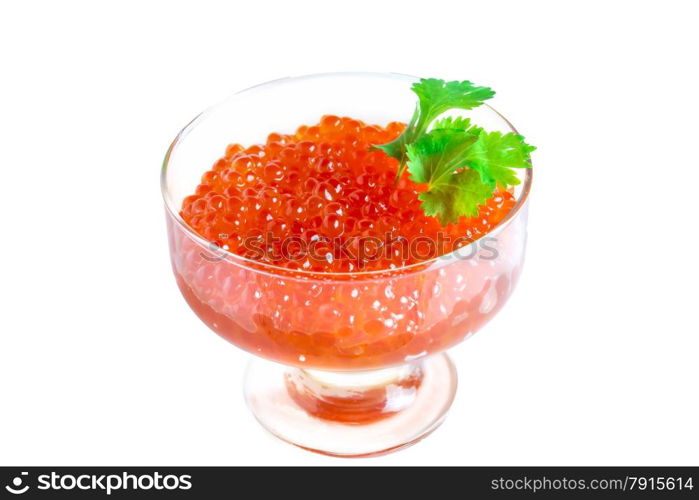 kremanki glass with red salmon caviar