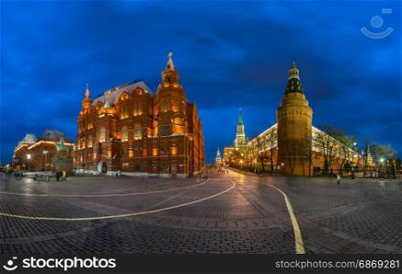 Kremlin and Historical Museum in the Evening, Moscow, Russia