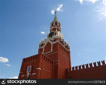 Kremlin. Spasskaya tower in Moscow city, Russia
