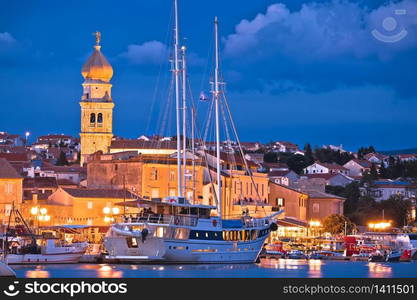 Krk. Island town of Krk evening waterfront view, Kvarner region of Croatia