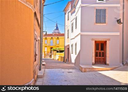 Krk. Town of Omisalj old mediterranean stone street view, Krk island in Croatia
