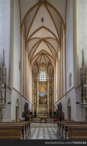 KROMERIZ, CZECH REPUBLIC - AUGUST 16, 2017: The altar of the church of St. Moritz in Kromeriz. Czech Republic