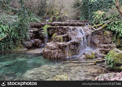 Krushuna waterfalls not far away from the town of Letnitsa in Bulgaria in December