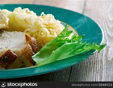 Krustenbraten - Roast pork with crackling in beer.German cuisine