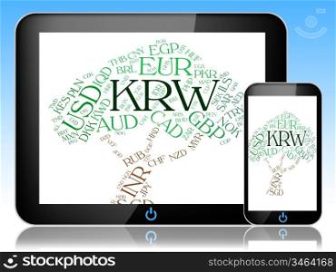 Krw Currency Representing South Korean Won And South Korean Wons