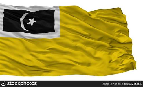 Kuala Terengganu City Flag, Country Malaysia, Terengganu State, Isolated On White Background. Kuala Terengganu City Flag, Malaysia, Terengganu State, Isolated On White Background