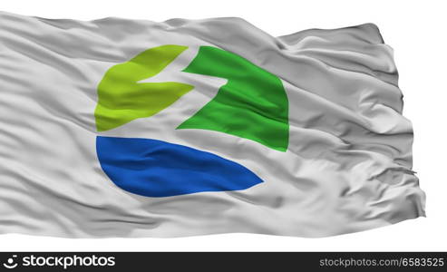 Kuki City Flag, Country Japan, Saitama Prefecture, Isolated On White Background. Kuki City Flag, Japan, Saitama Prefecture, Isolated On White Background