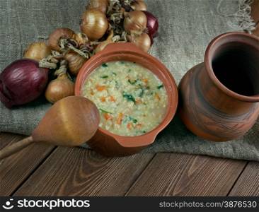 Kulesch - Ukrainian porridge. made from lard, millet and vegetables.
