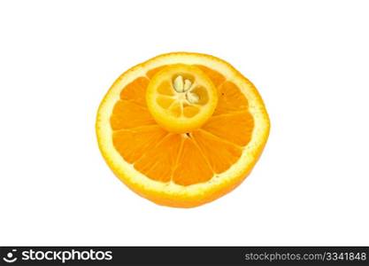 kumquat midget orange and orange isolated on white