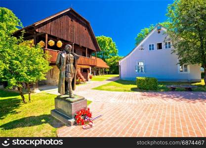 Kumrovec picturesque village in Zagorje region of Croatia, statue of Josip Broz Tito, former leader of Yugoslavia in his birth village
