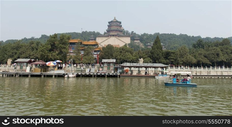 Kunming Lake with Tower of Buddhist Incense in the background, Longevity Hill, Summer Palace, Haidian District, Beijing, China
