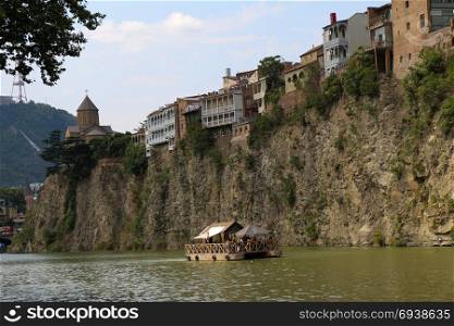 Kura river panorama of Tbilisi in Georgia