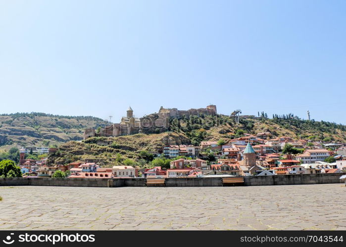 Kura river panorama of Tbilisi in Georgia