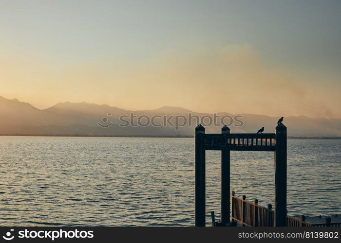 Kwan Phayao lake in the evening, Thailand. . lake in the evening.