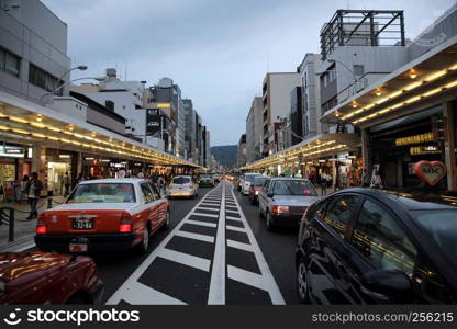 KYOTO, JAPAN - June 4, 2016: People walk in downtown street Kyoto, Japan.