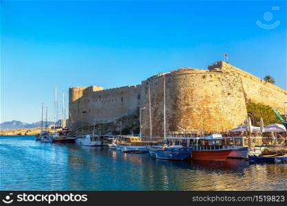 Kyrenia Castle and historic harbour in Kyrenia (Girne), North Cyprus in a beautiful summer day
