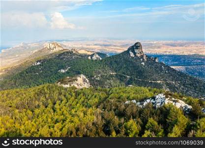 Kyrenia mountains ridge panorama view. Northern Cyprus