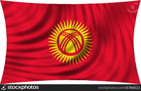 Kyrgyzstani national official flag. Patriotic symbol, banner, element, background. Correct colors. Flag of Kyrgyzstan waving, isolated on white, 3d illustration