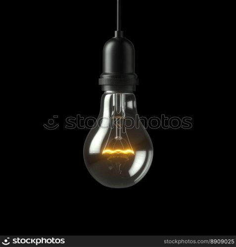 L&light bulb. 3D illustration. L&light bulb Illuminated on black studio background. 3D illustration