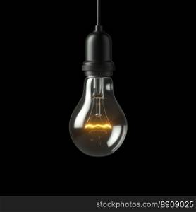 L&light bulb. 3D illustration. L&light bulb Illuminated on black studio background. 3D illustration